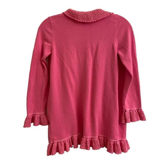 Lilly Pulitzer Pink Ruffle Cascading Kiernan Cardigan Sweater Metallic Ruffles - Picture 3 of 7
